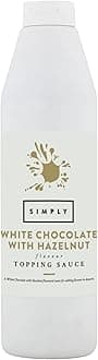 Simply White Chocolate with Hazelnut Flavouring Topping Sauce, Ready to Use Dessert Sauce for Ice Cream, Waffles, Pancakes, Coffee & Milkshakes (1 kg)