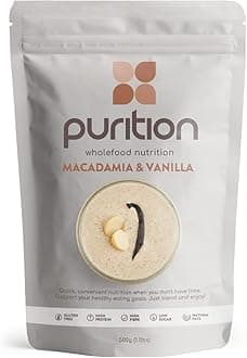 Purition Low Carb Macadamia & Vanilla Natural Gluten Free Protein Powder for Keto Diet Shakes and Meal Replacements Shakes with Only Natural Ingredients, 1 Bag (12 Servings)