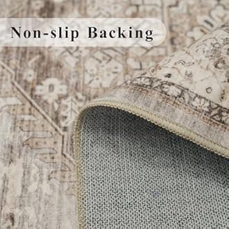 Washable 4x8 Hallway Area Rug: Vintage 8ft Water Resistant Soft Runner Rug for Entry Kitchen Non Slip Wide Low Pile Carpet for Living Room Bedroom Thin Floor Mat for Bathroom Dining Room(Beige,4x8)