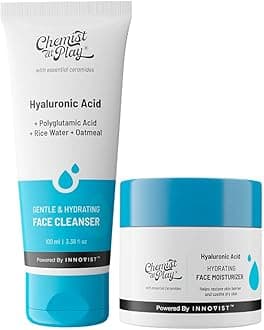 Chemist at Play Gentle & Hydrating Face Cleanser | Hydrates Dull & Dry Skin - 100ml + Hydrating Face Moisturiser| Polyglutamic Acid | Intense Hydration & Moisturisation - 50gm