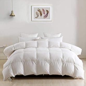 DWR All-Season Down Duvet 10.5 Tog Single Size Quilt, Fluffy 750 Fill-power Goose Feathers & Down, Light Soft Breathable 480TC Egyptian Cotton-blend Fabric (135x200cm White)OEKO-TEX STANDARD 100