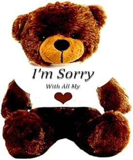 Hug'n'Feel® Soft Toys Big Teddy Bear Wearing I am Sorry with All T-Shirt 4 feet Chocolate Brown_T Shirt_I am Sorry with All Plush & Stuffed Toys