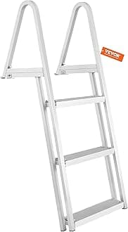 VEVOR Removable Dock Ladder 3/4/5 Steps, 350/500lbs Load Capacity, Aluminum Swim Ladders, Pontoon Boat Ladder with Nonslip Design for Lake, Marine Boarding, Pool