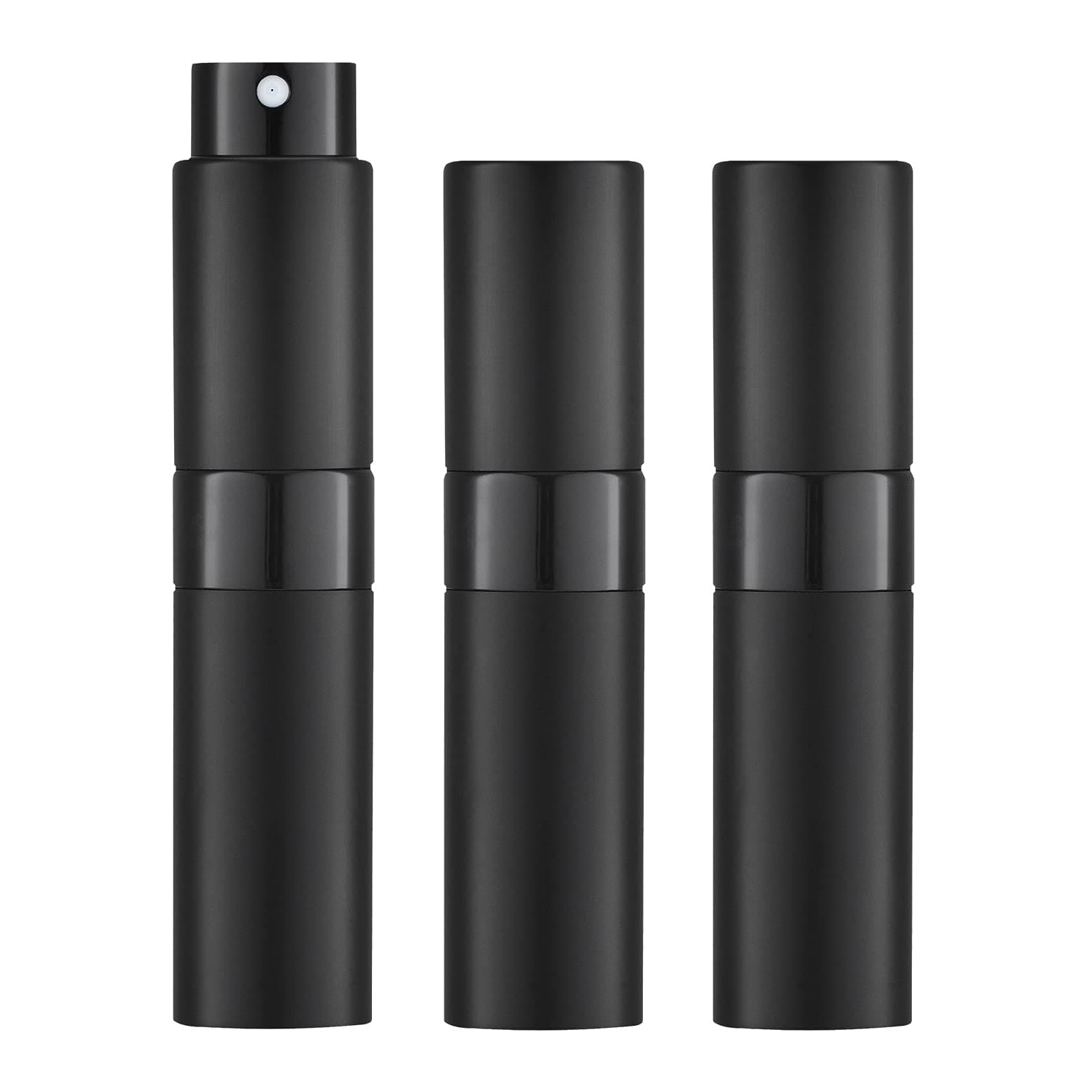 LISAPACK 8ML Atomizer Perfume Spray Bottle for Travel (3 PCS) Empty Cologne Dispenser, Portable Sprayer Travel Essentials for Men and Women (Black)