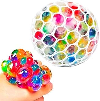 Water Bead Squeeze Ball - Multicoloured Water Beads for Sensory Stimulation, Stress Ball, Squishy Fidget Toy, Anxiety Relief, 6cm, Great for Autism ASD ADHD SPD Special Needs Sensory Hand Therapy