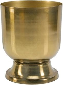 Serene Spaces Living 6.5" Kanchan Pedestal Urn Vase, Gold Metal Vases for Centerpieces, Home Decor, Wedding, Parties, Floral Arrangements, Cachepot, Potpourri, Catchall