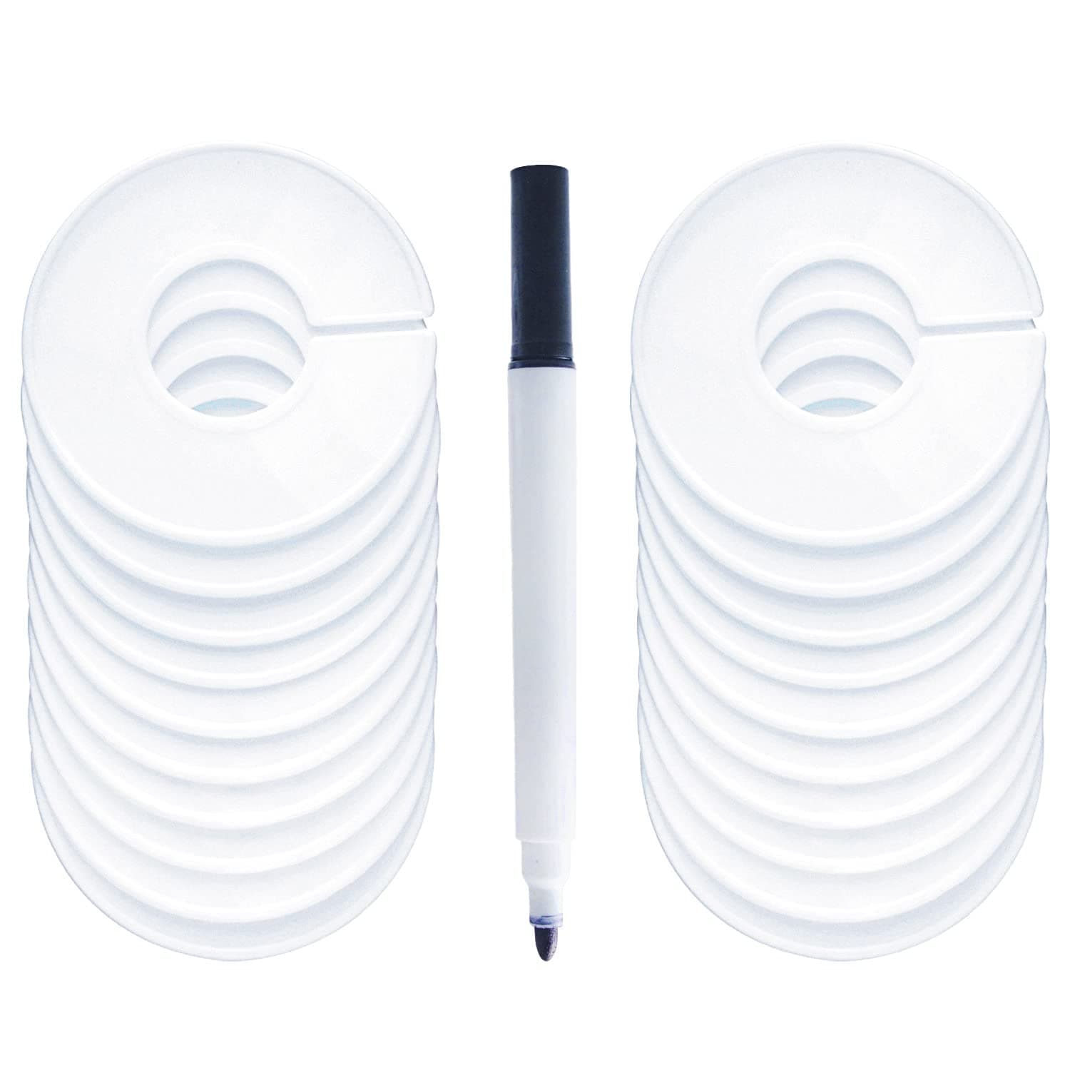 20 Pack Clothing Rack Size Dividers, Wardrobe Round Hangers Label Closet Dividers with 1 Piece Marker Pen for Clothes Organization(White, Blank)