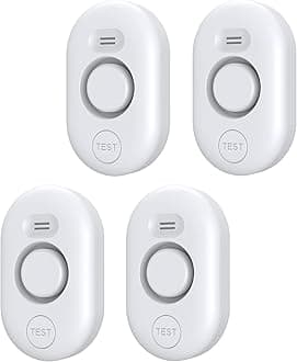 Water Leak Detector Sensor Alarm: Home Water Flooding Monitor Smart Sink Overflow Monitoring Adjustable Wet Moisture Alert Pipe Leakage Drip Detection Warning for Basement Floor 4Pack