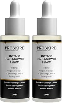Proskire Intense Hair Growth Serum with Redensyl, Procapil, Anagain, Biotin & Ashwagandha | Boosts Hair Density & Thickness | Controls Hair Fall & Strengthens Roots | For Men & Women - 30ml each (Pack of 2)