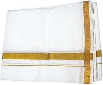 S Cart Mens Cotton Dhoti/Pure Cotton Dhoti/Cotton Dhothi for Men 2 Mtrs Border/Dhothi White colour Pack of 1