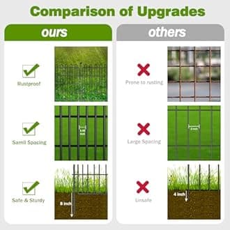 4 Panels No Dig Decorative Garden Fence for Yard, 48 in(H) X 10.5 ft(L) Animal Barrier Fencing for Outdoor Dog, Metal Portable Garden Fences for Borders, Pets, Landscape, Temporary Fence