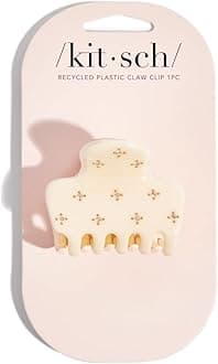 Kitsch Recycled Plastic Rhinestone Medium Puffy Claw Clip 1pc- Ivory