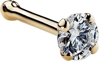 FreshTrends Diamond Nose Stud 14K Yellow Gold Nose Ring Bone 20 Gauge SI1 Clarity