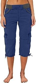 Capri Cargo Trousers Women - Women Cargo Joggers Outdoor Cotton Capri Joggers Women Cropped Trousers 3/4 Length Cargo Trousers Lightweight Quick Dry Hiking Pants Women Elasticated Waist Trousers