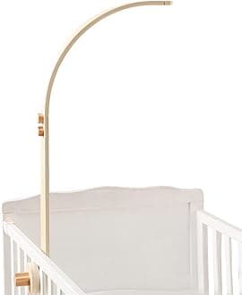 let's make Baby Crib Mobile Arm - Wooden Baby Mobile Crib Holder for Hanging Baby Crib Attachment for Nursery Decor (Curved Structural Arm)