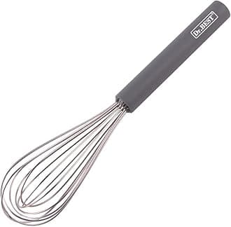Dr.BEST Stainless Steel Whisk Egg Beater Anti-slip Silicone Handle Comfortable Grip（10.5Inch/Gray)