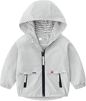 Volunboy Toddler Boys Windbreaker Casual Outerwear Kids Lightweight Zip Hooded Jacket Baby Cute Dust Coat