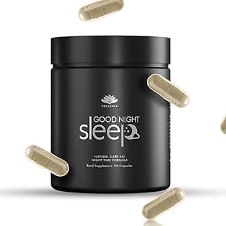 Good Night Sleep - Natural Sleep Aid - 90 Capsules | Ashwagandha KSM 66, Magnesium, Bacopa, L-Theanine, Phosphatidylserine, Zinc & Vitamin B6 for Sleep Aid & Calm - Vegan, Made in UK by Hellenia