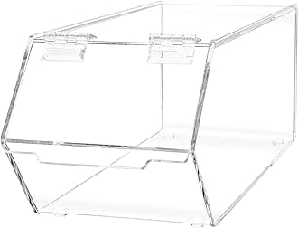 Marketing Holders Food Storage Bin with Hinged Lid for Ice Cream Toppings 5" x 13" Candies Nuts Granola Cereal and Snacks No Assembly Clear Acrylic Caddy
