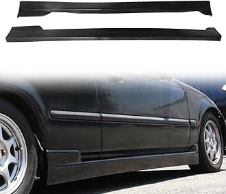 Side Skirts, Compatible with 1996-2000 Honda Civic, PU Unpainted Black CS Style Rocker Panel Side Splitter Bottom Line