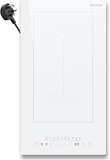 Plug in Induction Hob 2 Ring, 30cm Electric Hob Portable with Flexible Zone for BBQ, 2800W 13Amp Built-in Induction Cooker with 9 Power Levels,Timer,Child-safety Lock,220~240V, White