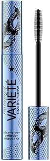 Eveline Cosmetics Variété Waterproof Volumizing Mascara with Precision Silicone Brush - Lengthens, Thickens & Separates Lashes in Hypnotic Blue Metallic Packaging - 10ml