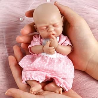 Vollence 7 inch Mini Silicone Reborn Baby Dolls Girl Realistic Tiny Babies for Children's Christmas Birthday Gifts