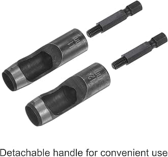 HARFINGTON Leather Hollow Punch Set 1/4 Hex Shank for Drills, 11mm 12mm Dia Rotary Hole Punches for Thick Fabrics Leathercraft Working