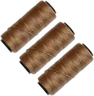 3 Rolls Sewing Threads Weaving Threads Using for Hand Sewing Hair Weft Hair Extensions Wig DIY (Khaki)