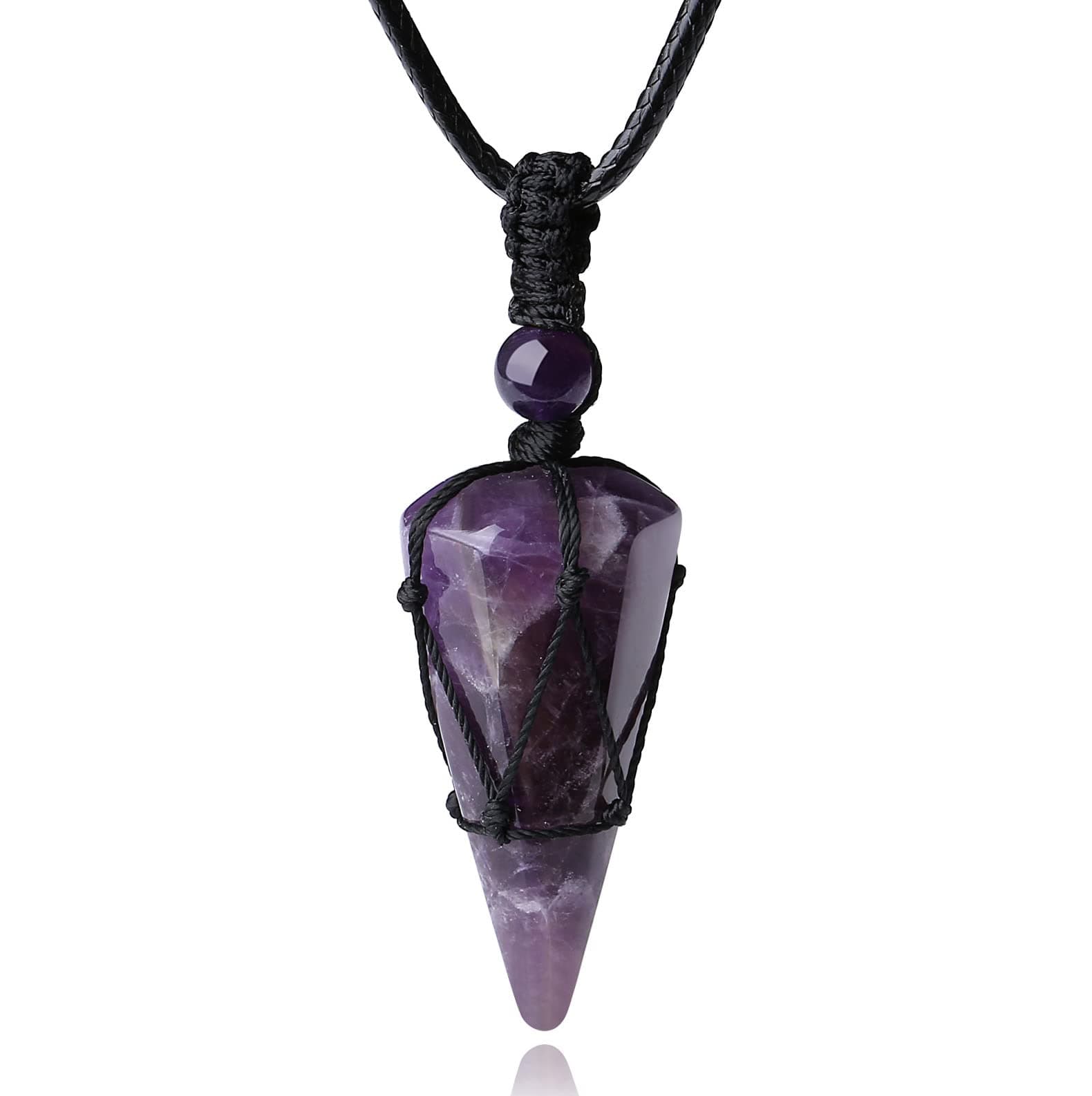 Black Rope Amethyst Necklace