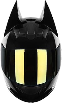 ECE Approved Full Face Motorcycle Helmet with Dual Visors, Anti-fog, Cat Ear Design - Golden 54~62CM