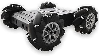 4WD Omni-Directinal Smart Robot Car Chassis with 96mm Mecanum Wheel & DC Motors, RC Aluminum Alloy Frame DIY Steam Platform for Raspberry Pie ROS Python Arduino Uno R3 Ai Coding Program Learning