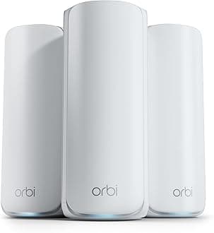 Orbi 770 Series Tri-Band WiFi 7 Mesh Network System (RBE773) - Router + 2 Satellite Extenders, Security Features, Up to 11Gbps, Covers up to 8,000 sq. ft., 100 Devices, 2.5 Gig Internet Port