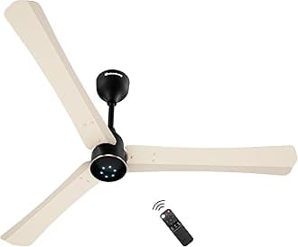 - atomberg Renesa Halo Smart Alexa Enabled 1200mm BLDC Ceiling Fan with Remote | BEE 5 star| High Air Delivery | Low noise | LED Speed Indicator |Sleek Design | | 3 Year Warranty | Seasand Ivory & Black
