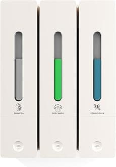 Shampoo and Conditioner Dispenser - Wall-Mounted 3-Chamber Shower Soap Dispenser, No-Drill, 1200ML Capacity, for Bathroom & Hotel