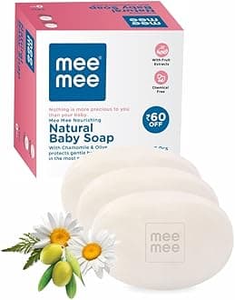 Mee Mee Baby Soap Nourishing Bathing Bar with Chamomile & Olive |Ph Balanced Dermatologist-Approved for Gentle Baby Skin, Tear-Free Formula, Natural Extracts | 75g (Pack of 3)