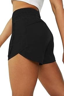 Tough ModeShorts for Women, Women's Athletic Shorts, High Waisted Running Shorts Pockets Sporty Shorts Gym Elastic Workout