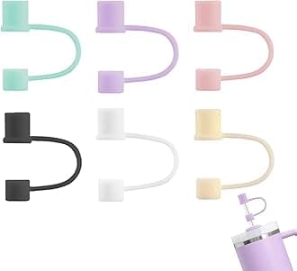 6-Pack 0.4in/10mm Straw Toppers, for Stanley Straw Covers Cap for Tumblers for Stanley 14|20|30|40|64 Oz Cup, Silicone Dust-Proof Caps（ Cup is Not Included）, Type2