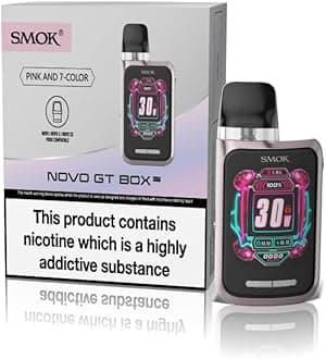 SMOK NOVO GT Box Vaping Kit, Ultimate Portable Pod System, First Full Smart Screen in the World, Stylish Design and Long-lasting Battery, E Cigarette, E Cig, Starter Kit, No Nicotine (Pink 7 Color)