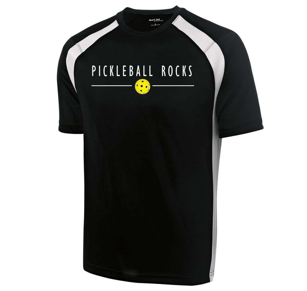 Pickleball Rocks Black/White Performance Short Sleeve