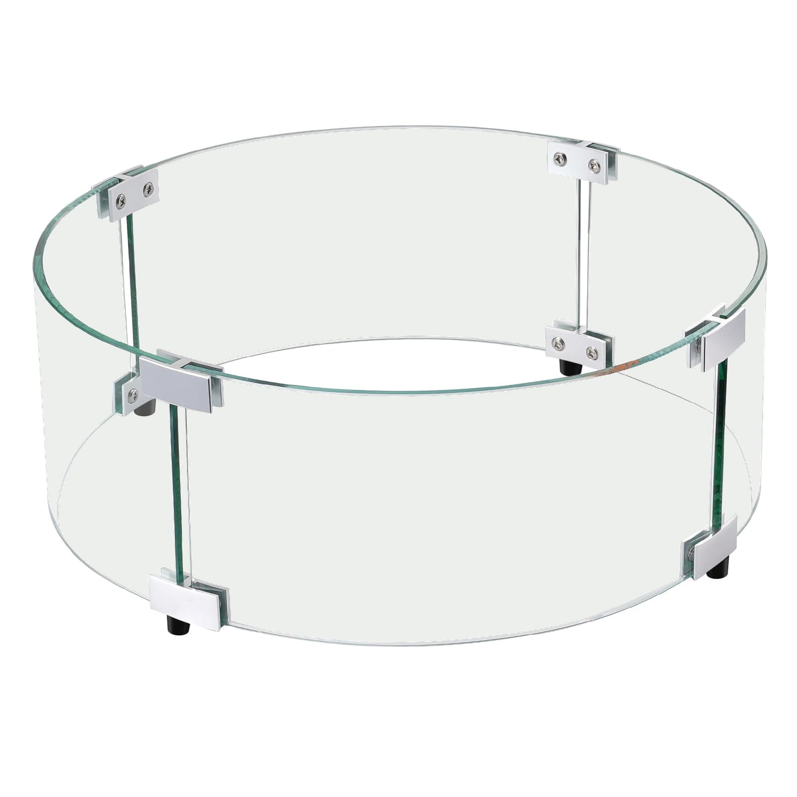 VEVOR Fire Pit Wind Guard, 17 x 6.7 inch Round Glass Flame Shield, 0.24-Inch Thick Fire Table Accessory, Clear Tempered Glass Flame Guard for Propane, Gas, Outdoor, Patio, Backyard