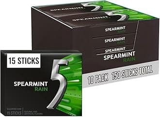 Five 5 Focus Sugar Free Gum Spearmint 15 Piece Pack (Pack Of 10) Spearmint/10 Count
