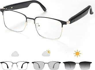 Bluetooth Audio Smart Glasses, Blue Light Glasses for Women Men,Open Ear Sound Mic & Speakers, Magnetic Charging, Color-Changing Polarized Sunglasses Lenses, Voice Assistant（GS06G