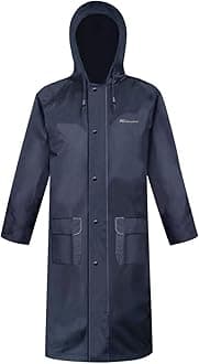 HANMENGXUANMen's Long Hooded Raincoat - Waterproof Rain Jacket for Work & Outdoor Use