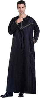 Men's Muslim Clothes Durable Kaftan Robe Dubai Long Gown Ethnic Clothes,1pc Soft Robe