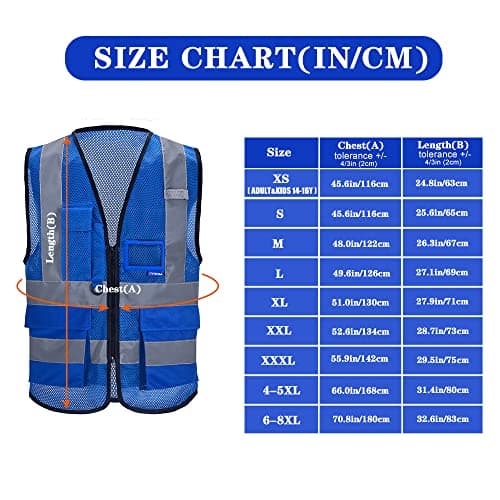 A-SAFETY High Visibility Mesh Safety Reflective Vest with Pockets and Zipper,Hi Viz Work Vest for Men Women (Blue Mesh M)