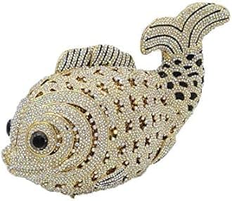 Fish Rhinestone Clutch Purses for Women Formal Evening Bags Prom Purse Wedding Party Crystal Clutch Bag,Mini