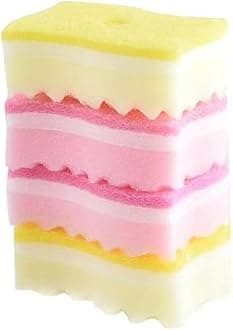 Yellow Pink Colors Multi-Functional Sponges Non-Scratch Scrub Sponges Household Kitchen Cleaning Sponges Durable Scouring Pads,Pack of 4