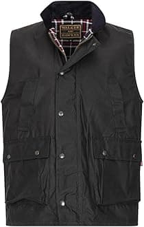 – Men's Winchester Multi Pocket Waxed Cotton Gilet Outdoor Camping Waistcoat Hiking Travelling Jacket Brown