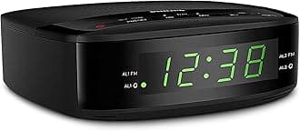 PHILIPS Digital Alarm Clock Radio for Bedroom with FM Radio, LED Display, Easy Snooze, Sleep Timer, Battery Backup (Batteries not Included)